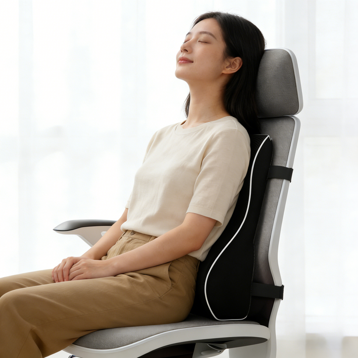 MHJY 의자 등받이 쿠션 메모리폼 허리 쿠션, 블랙