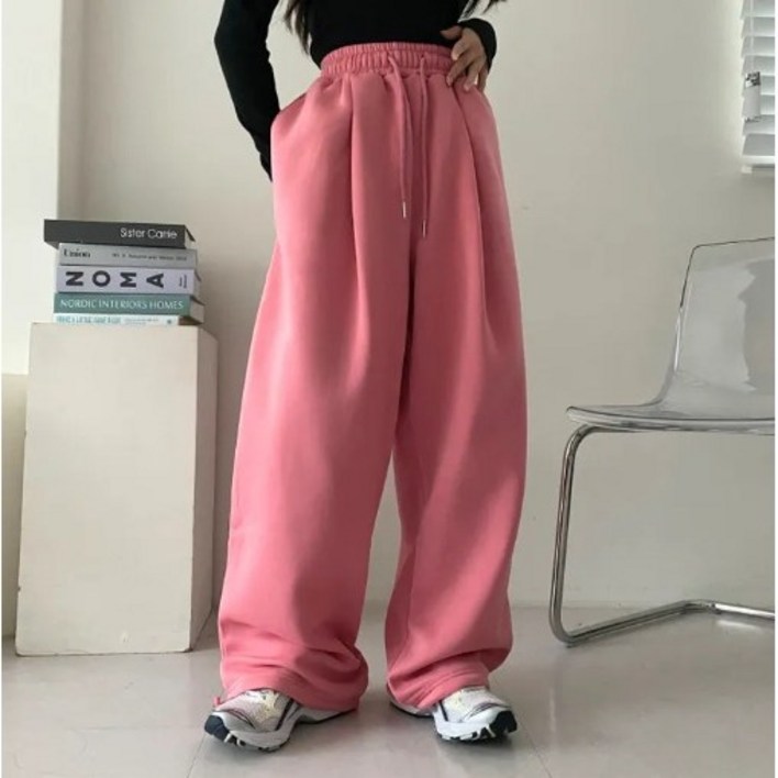 루엘라기모 플래닝 핀턱 스트링 와이드 팬츠