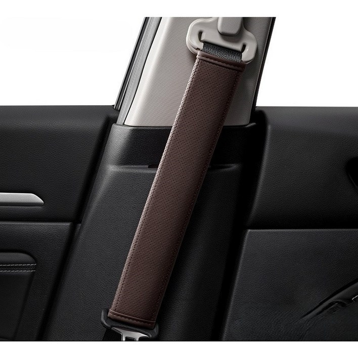 수아즈 목쓸림 방지 고급 안전벨트 커버 가죽 11, 2개, 브라운