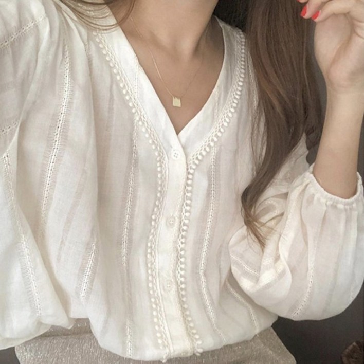 츄츄스 블라우스 릴리 FS0113여성의류 쉬폰블라우스 예쁜블라우스 레이스 체크 도트 무지 무늬 나염