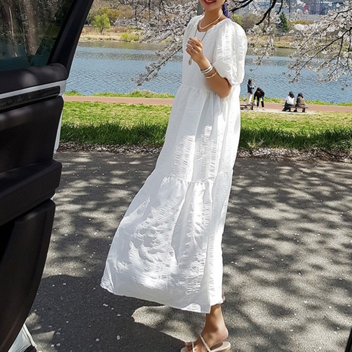 D1179 누틴브 빅사이즈여성의류 여름 롱쉬폰 원피스 44120