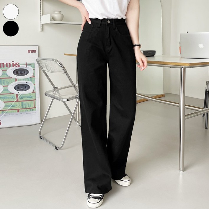 가비진 여성용 롱/숏기장 선택! A라인 베이직 코튼 일자 와이드 팬츠 바지 키큰녀/키작녀 면바지