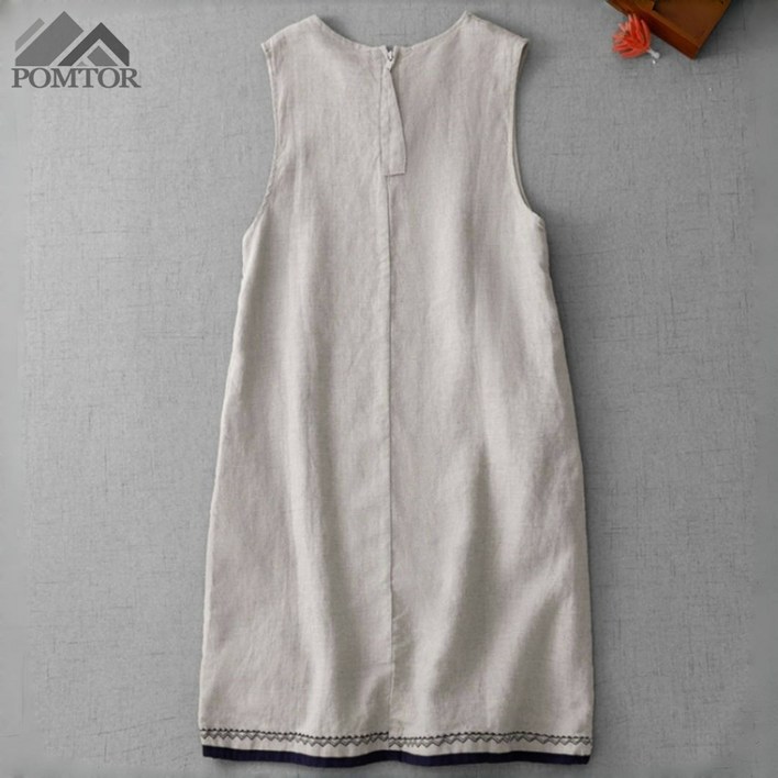 POMTOR 여름 여자 시원한 민소매 루즈핏 나시 원피스