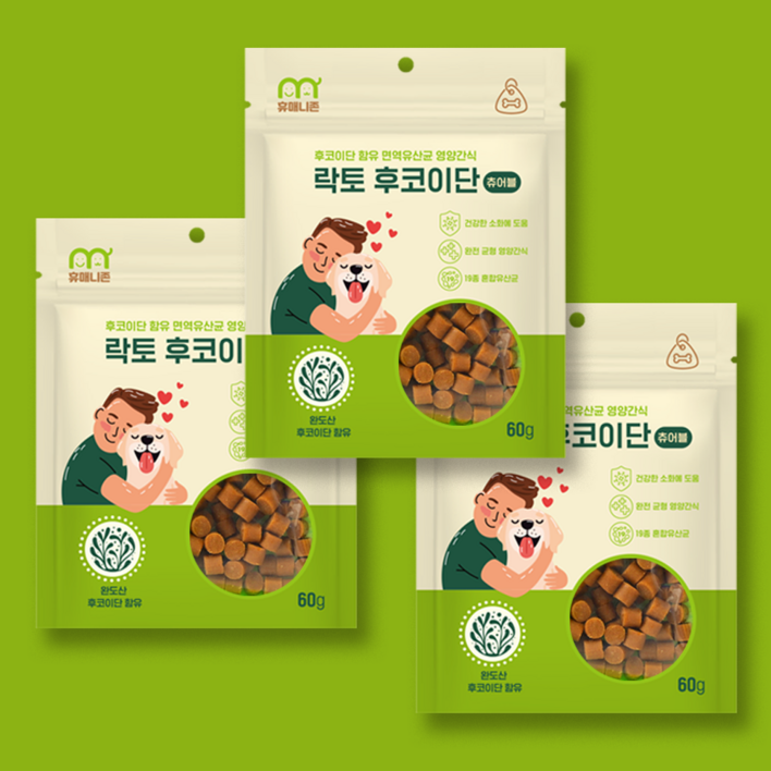 단호박 야채 강아지 건강간식 휴매니존 락토 후코이단 츄어블 3개, 3개, 60g, 후코이단