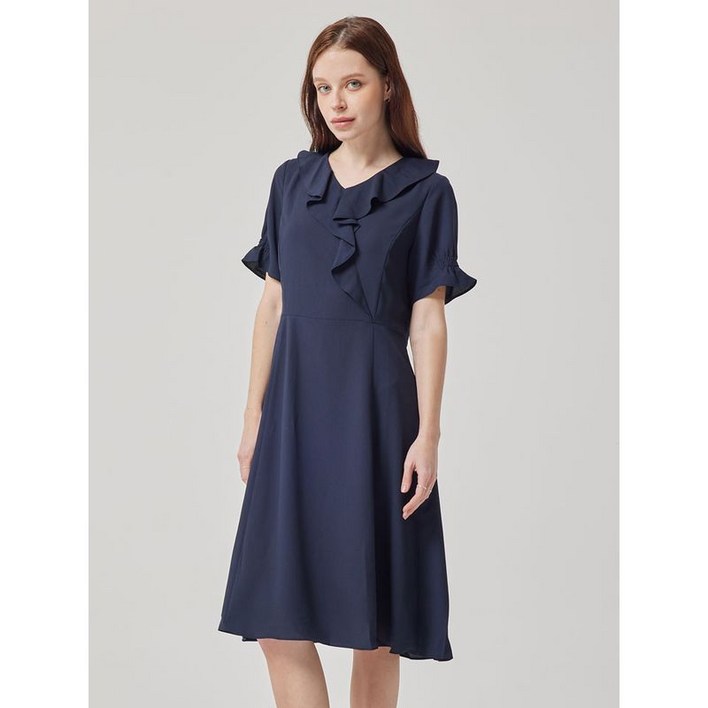 올리비아하슬러 네이비 브이넥 프릴 원피스 OHCMOP101