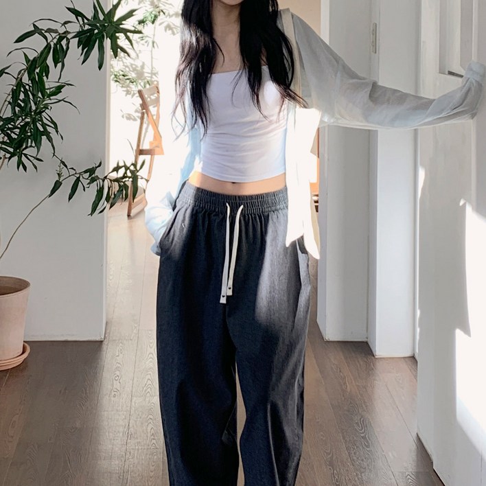 마리끄 여성 스트릿 밴딩 데님배기팬츠