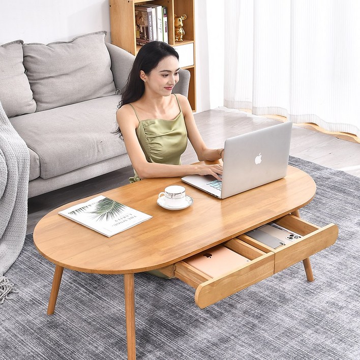 리빙원 100 천연 원목 거실테이블 고무나무 거실테이블 소파 원목테이블 좌탁테이블 좌식 탁자 고급형서랍 포함
