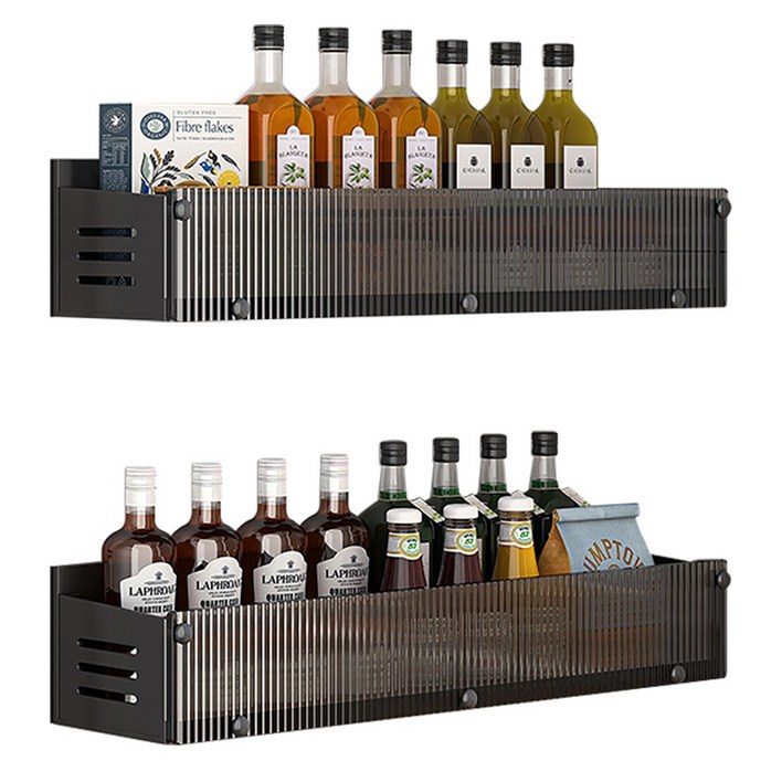 위케아 냉장고 현관문 초강력 자석 수납 선반, 2개, 블랙