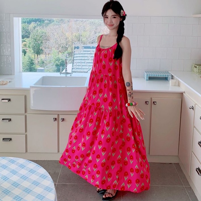 인기 패션여성 여름 몰디브 비치 바캉스 원피스 나시