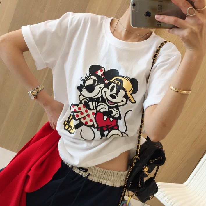 아이미마인 댄싱큐 디즈니 미키 캐릭터 프린팅 루즈핏 라운드 반팔티셔츠 3color