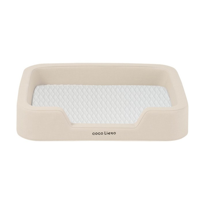 코코리에또 여름 냉 듀라론 강아지 쿨침대 매트 에어네트 펫패드 애견방석, 사각 크림(침대+매트), 1개