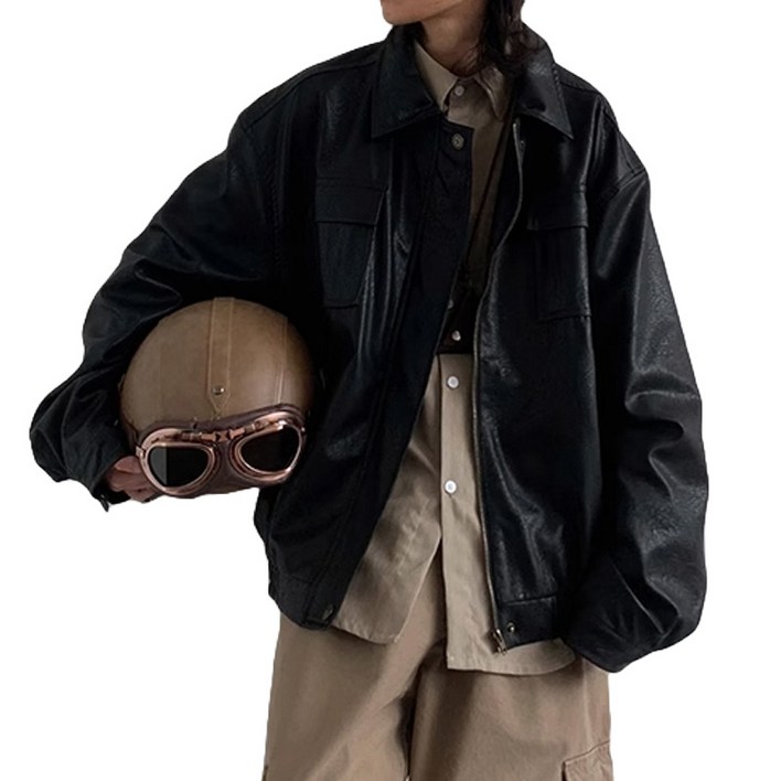 킹앤조이 메일라 빈티지 가죽 라이더 자켓