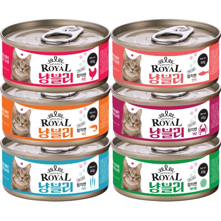 어드밴스 로얄 냥블리 애묘캔 콤보 60g 24개입, 60g 어드밴스 로얄 냥블리 애묘캔 콤보 60g 24개입, 60g
