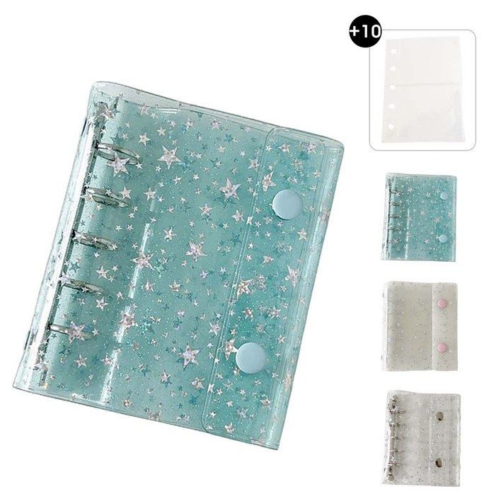 루베이 M5 반투명 별무늬 바인더 다이어리 양면 속지 분리 수납 스티커테이프카드