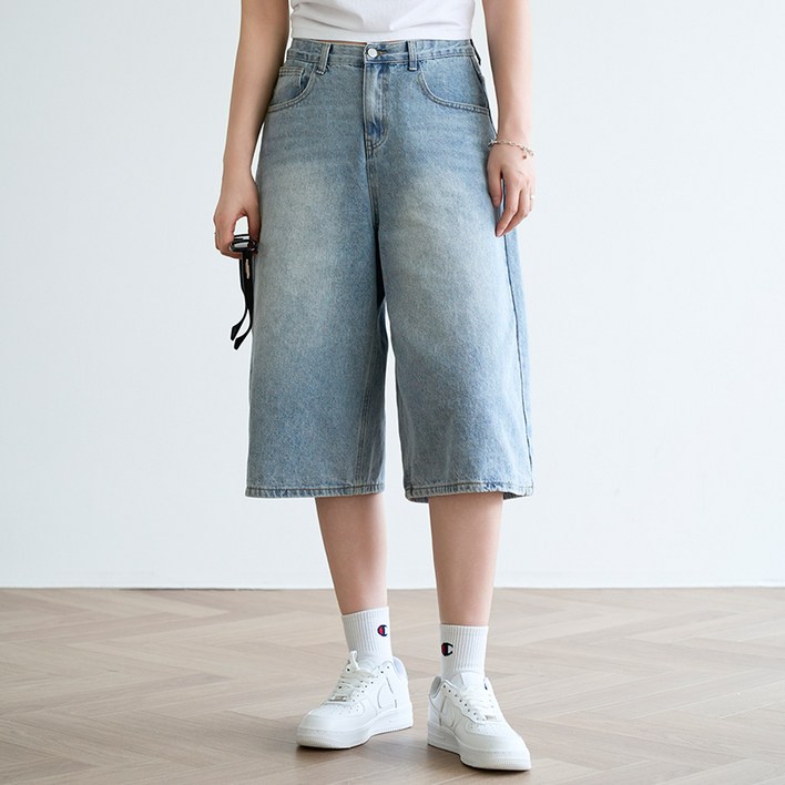 피핀 여성용 기본롱 히든밴딩 워싱 버뮤다 팬츠 710752