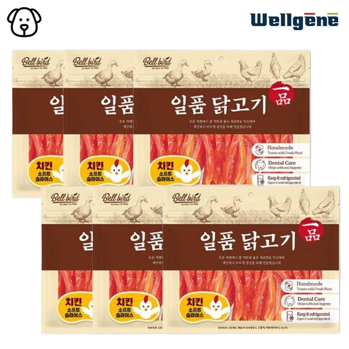 벨버드 일품 치킨 사사미 육포 대용량 간식, 6개, 300g, 소프트 슬라이스 벨버드 일품 치킨 사사미 육포 대용량 간식, 6개, 300g, 소프트 슬라이스