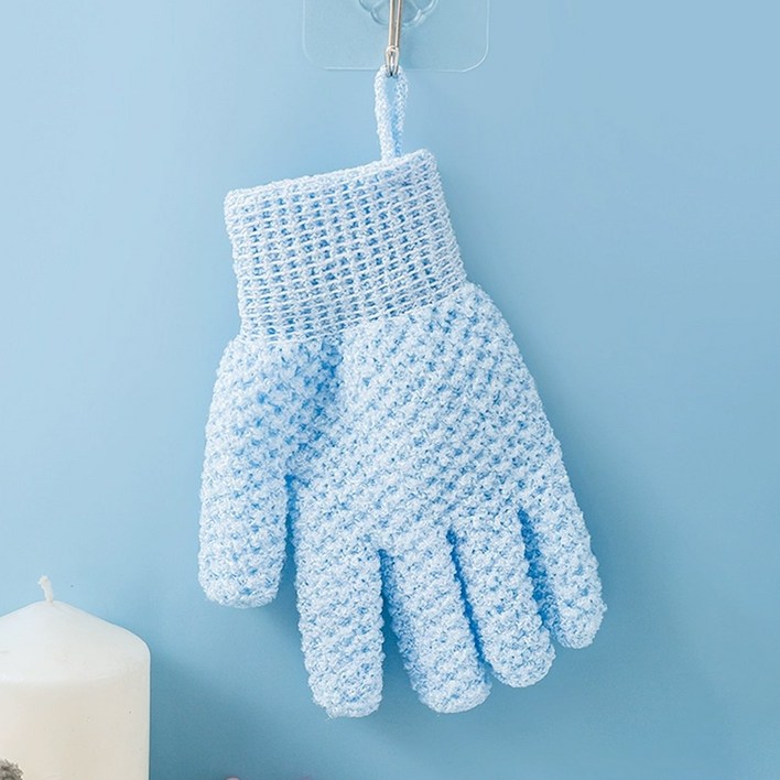 와플 때장갑 때밀이 장갑 샤워 때타올, 1세트, 3개입, 블루