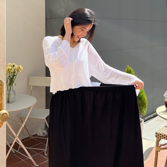 빅사이즈 4XL 체형커버 롱 스커트 6color 얇은ver밑단박음질