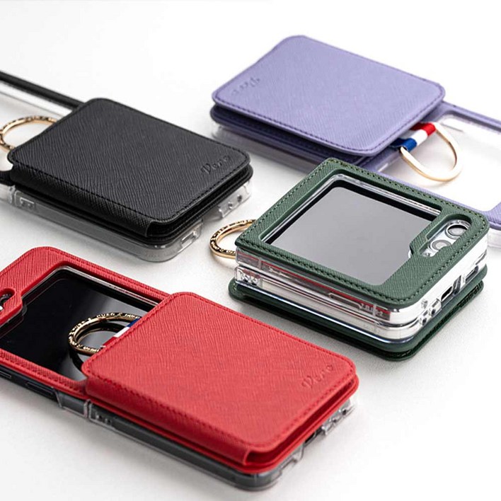 폰폰 갤럭시 Z플립6 SMF741 전용 사피아노 핏 3장 카드 수납 포켓 핑거링 플립커버 케이스