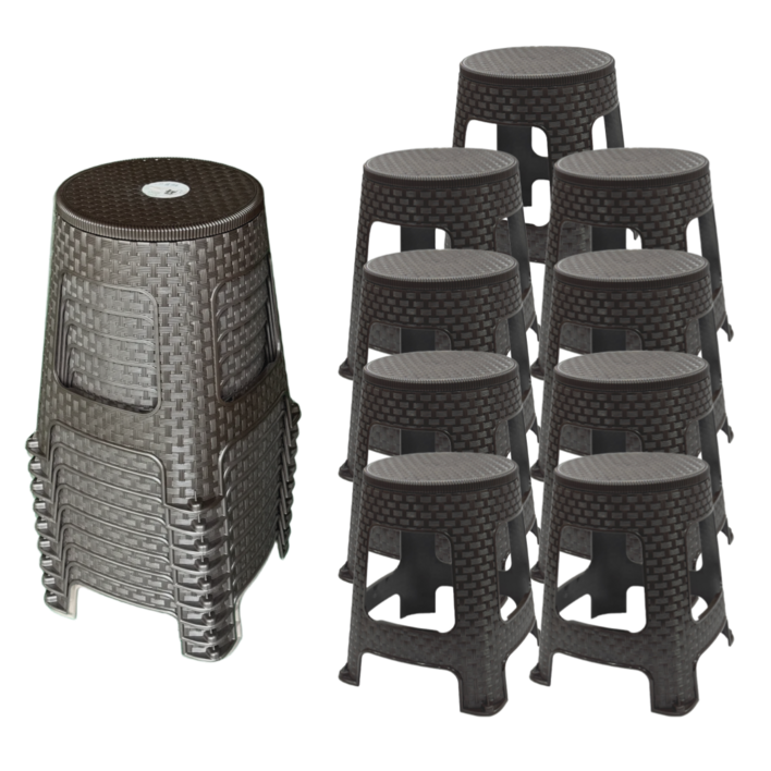 나코 플라스틱 라탄의자 간이 보조 테라스 원형 회전의자 카페, 9개, 회전의자 초코브라운