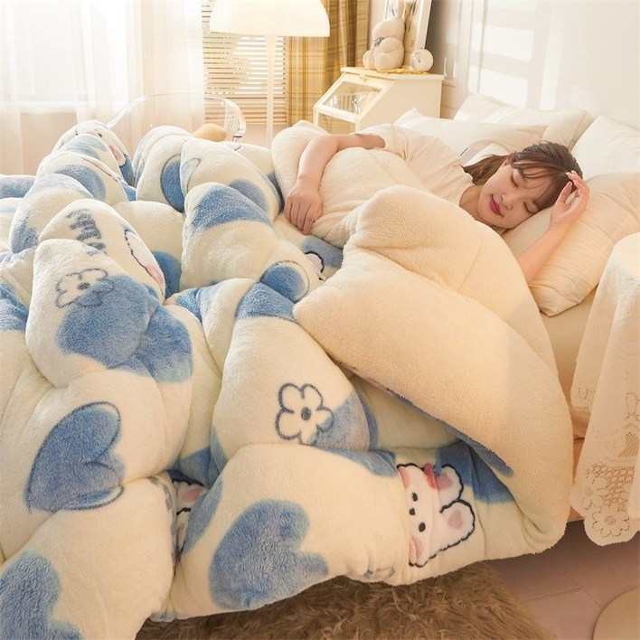 양털 캐시미어 이불 겨울 두꺼운 양면 이불 극세사 따뜻한 이불 침구