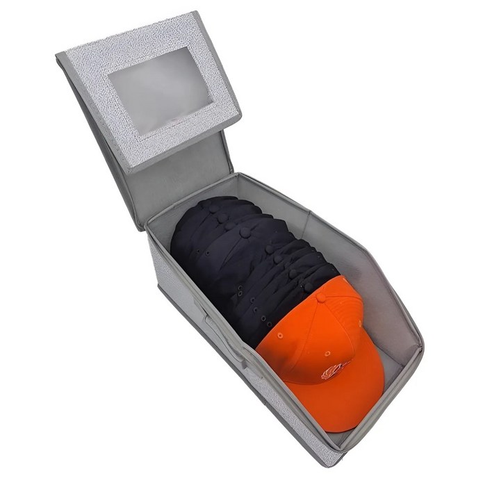 비브랜드 대용량 다용도 지퍼박스 먼지차단 모자 수납 정리 보관함