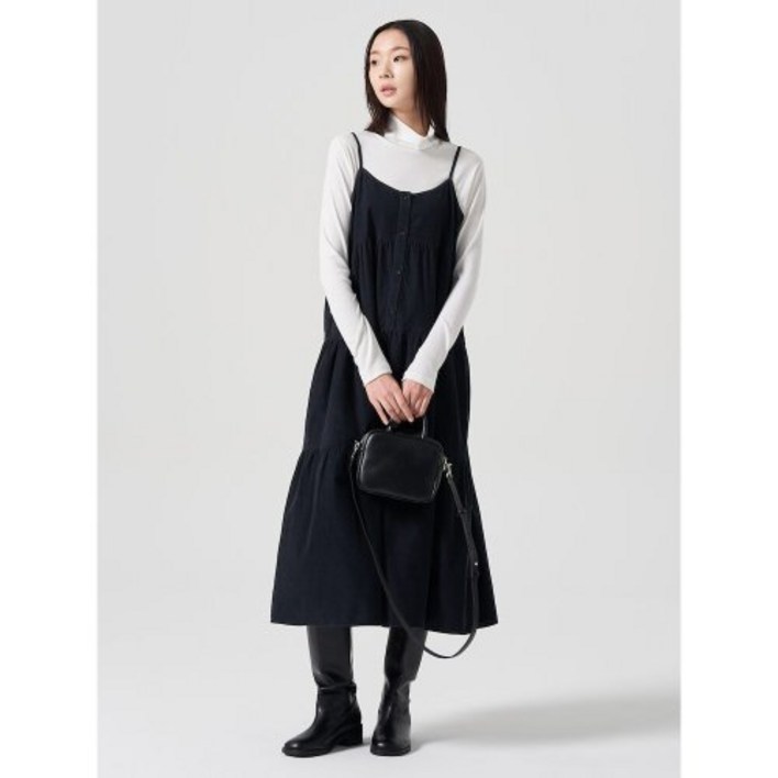 에잇세컨즈 8SECONDS 코튼 블렌드 레이어드 원피스 네이비 324Z71LY1R 186630