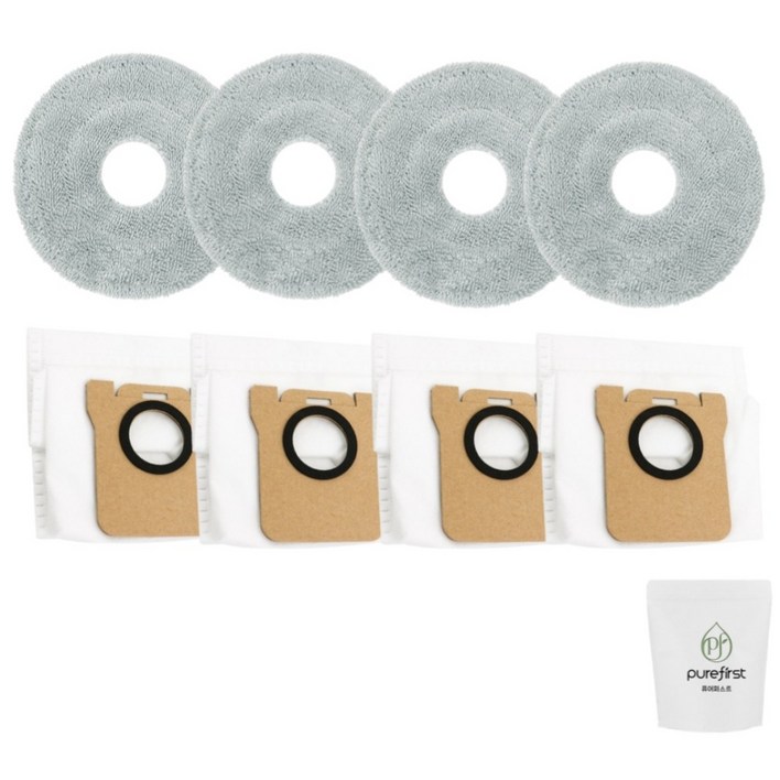 퓨어퍼스트 샤오미 로봇청소기 X10+ X20+ 물걸레 먼지봉투 호환, 1세트, 먼지봉투4+걸레4