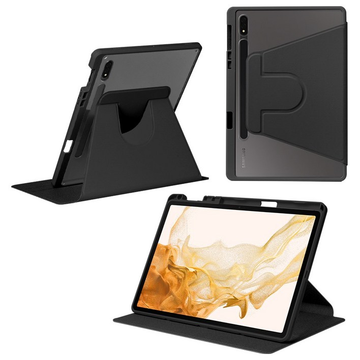 DANYCASE 아크릴 회전 가능 태블릿 커버 삼성 갤럭시 탭 케이스, 블랙, 1개