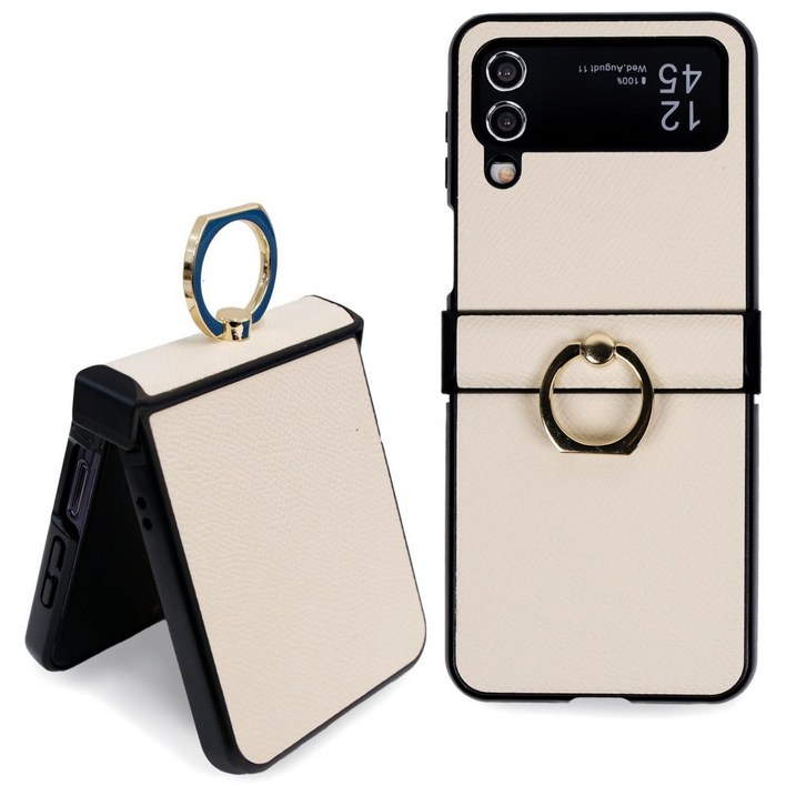 리네시 갤럭시 호환 Z플립 지플립 힌지보호 가죽 링 핸드폰 케이스