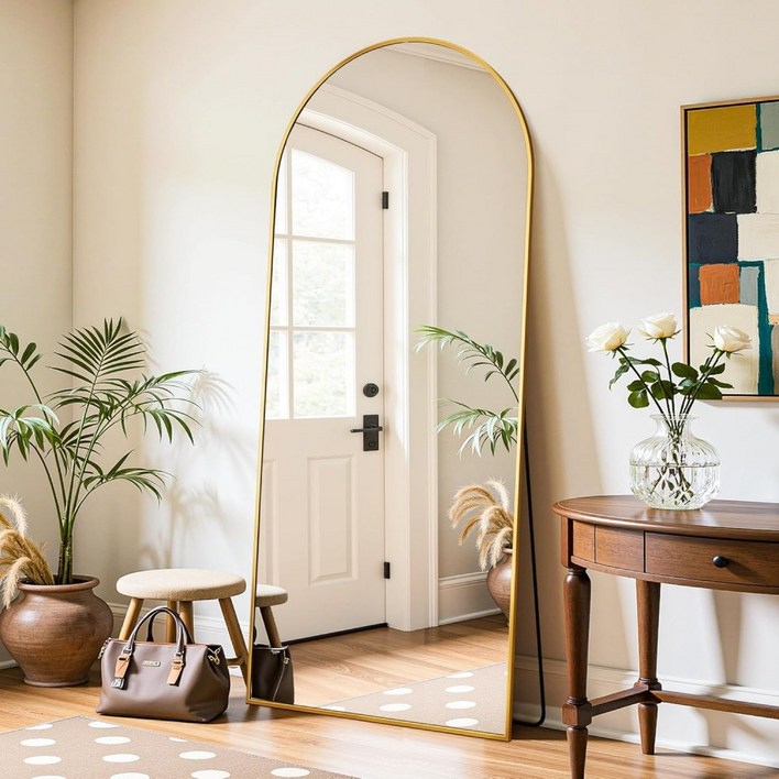 안토크 스탠드 전신거울 3in1 아치형 벽걸이거울 1450450mm, 골드