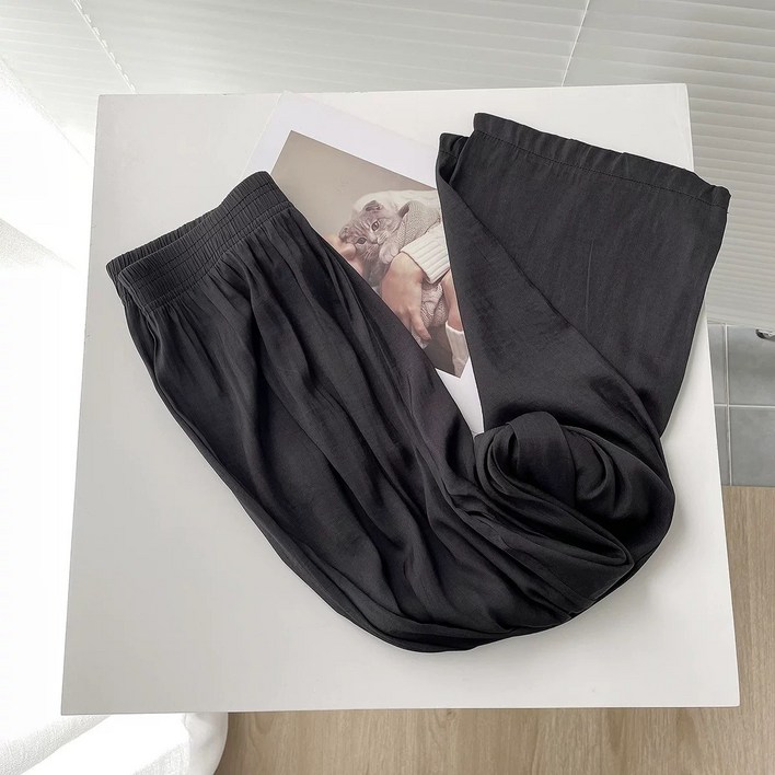 Siluno 시원한 바지 아이스 밴딩 와이드 팬츠
