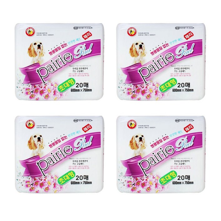 와우한빛 페리 반려견 배변패드 20매입, 4개