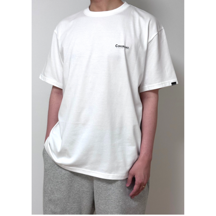 국내매장판 커버낫 기본 스몰 로고 데일리 반팔 티셔츠 화이트  파우치증정