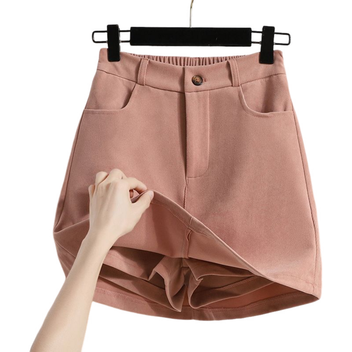 여성용 빅 사이즈 허리 밴딩 스판 반바지 스커트 봄가을 A라인 치마바지