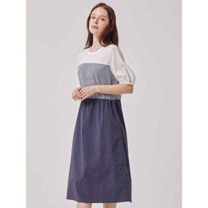 올리비아하슬러 네이비 하슬러 줄무늬 배색 원피스 OHCMOP302