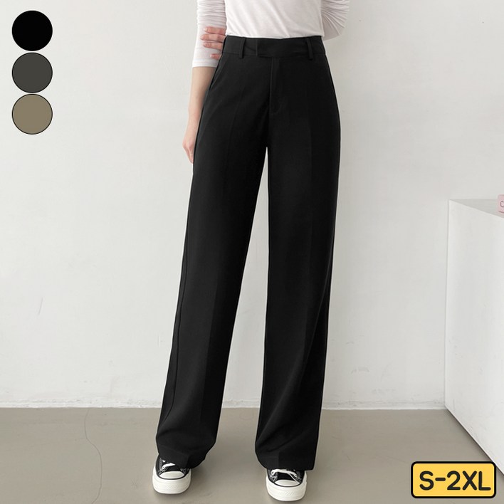가비진 여성용 편안한 일자 베이직 슬랙스 팬츠 바지 빅사이즈까지 3color