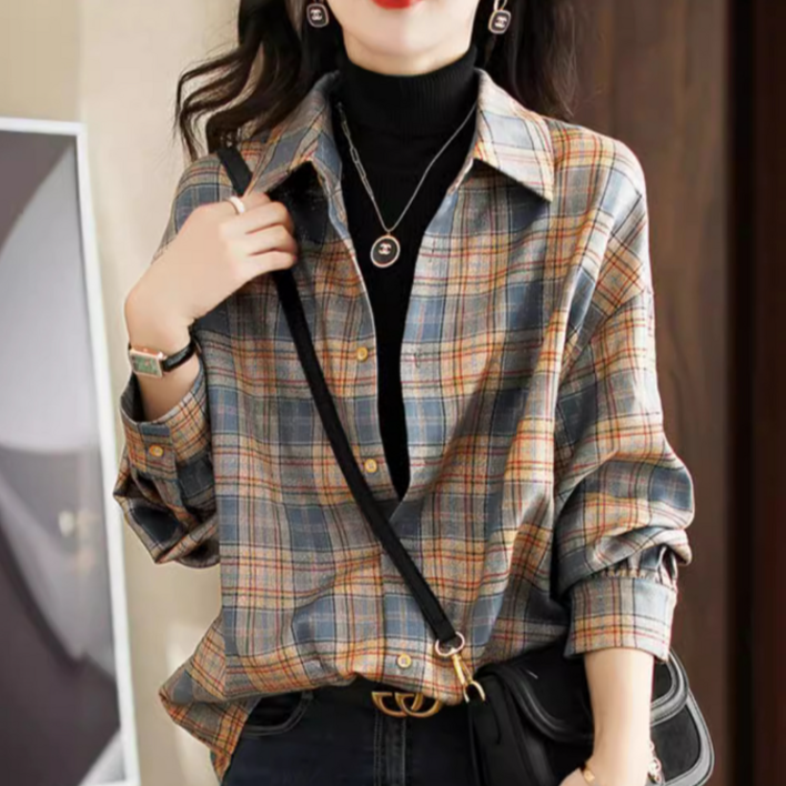 엔젤D 여성 파타야 체크 셔츠 남방