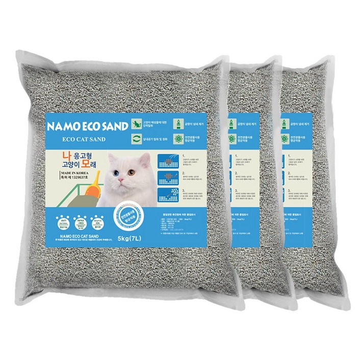 나모 벤토나이트 고양이 모래 5kg 3개, 3개, 5kg, 무향