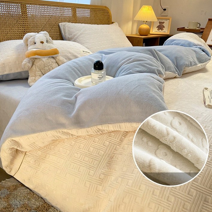 포근함 두배 양면 두꺼운 밀크 극세사이불커버세트