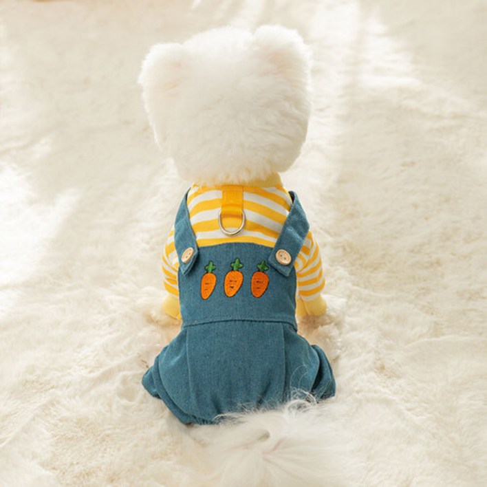 코포강아지 고양이 당근청바지올인원멜빵티셔츠, 당근청바지 M