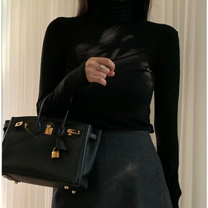 썸제이 지젤 여성 슬림핏 목폴라 긴팔 티셔츠