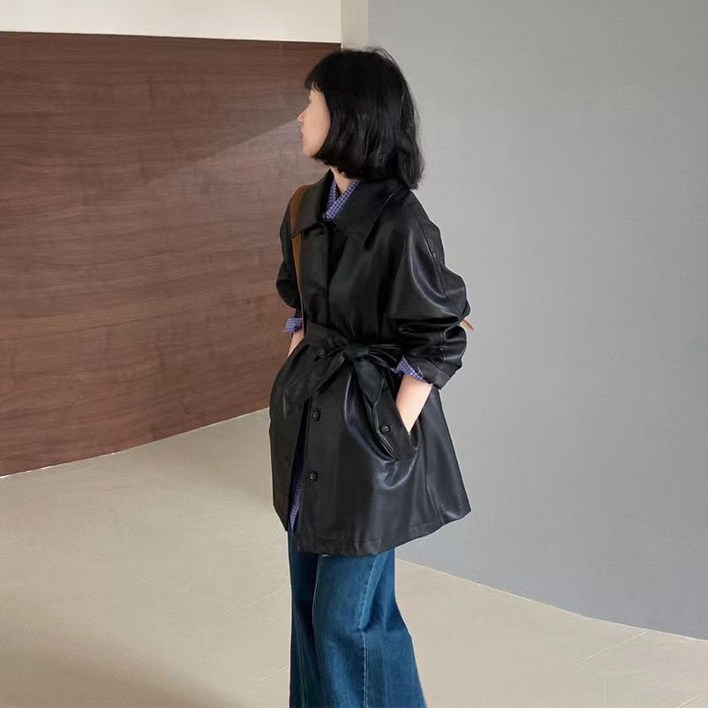 CLOREX 여성 오버핏 레더 자켓 베이직 무광 가죽자켓