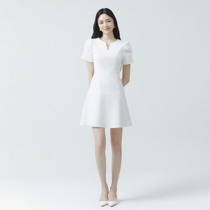 잇미샤 [24 SS] 잇미샤 셔링소매 배색 원피스 ITO5ZOP700