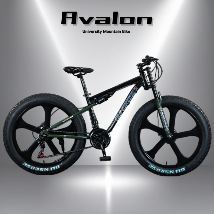 AVALON 팻바이크 풀샥 MTB 산악자전거 고출력 광폭 타이어, A.블루블랙, 1개