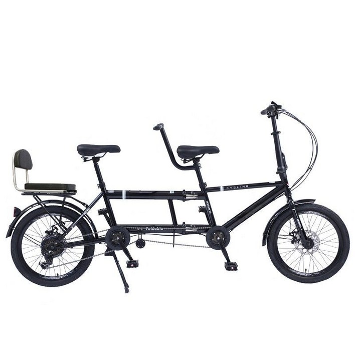 2인용자전거 접이식 커플 한강 나들이 3인용 공원 가족자전거, 블랙 3열시트x 별도문의
