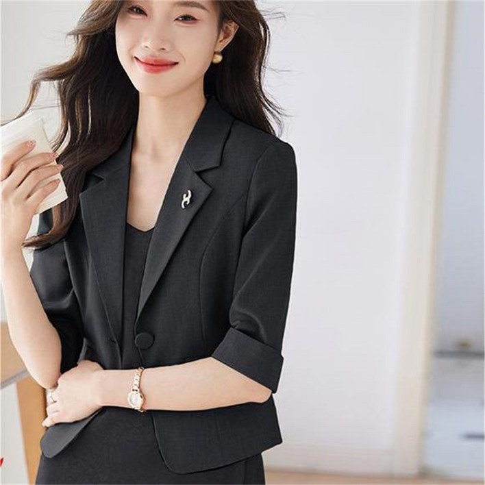 JIEVE 오피스룩 코트 봄 가을 슬림핏 여성용 정장 세미 코드 WL030734