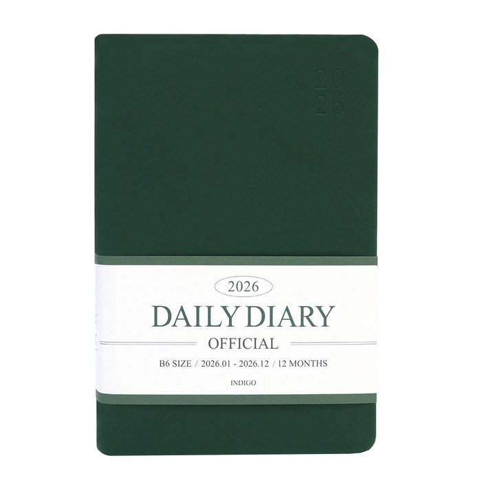 인디고 2026 오피셜 B6 데일리 다이어리날짜형 32절 일간, 그린