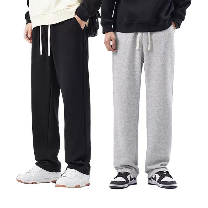 2장세트 남사 기모 트레이닝바지 가을 겨울 츄리닝바지 스트레이트 일자 팬츠 남녀공용 Tanlz-609