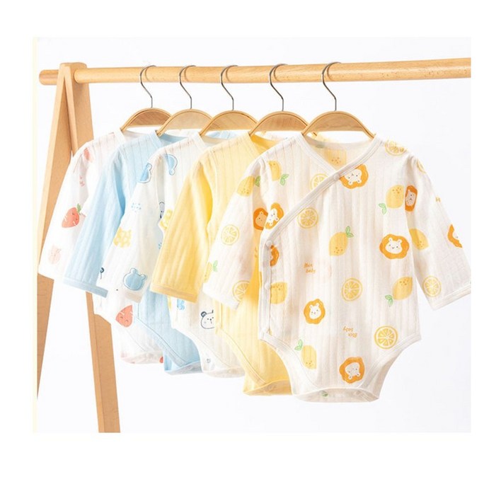 럭셔리베이비 아기 신생아 긴팔 메쉬 바디슈트 순면 풀스냅 배냇수트, 큐트